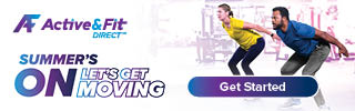 Graphic promoting Active&Fit Direct. Text reads: "Summer's on, let's get moving."